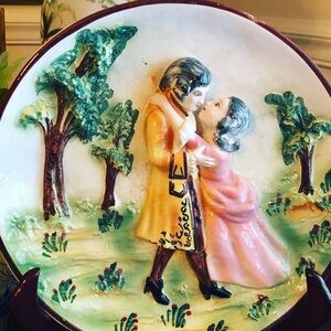 Vintage Capodimonte Made in Italy Hand-Painted Plate Italy Signed 11” Diameter